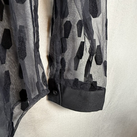 Hot Topic Coffin Blouse Women's Sheer Goth Gothic Dark Witchy Whimsygoth XL - Picture 6 of 7